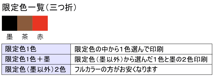 限定色一覧と印刷仕様