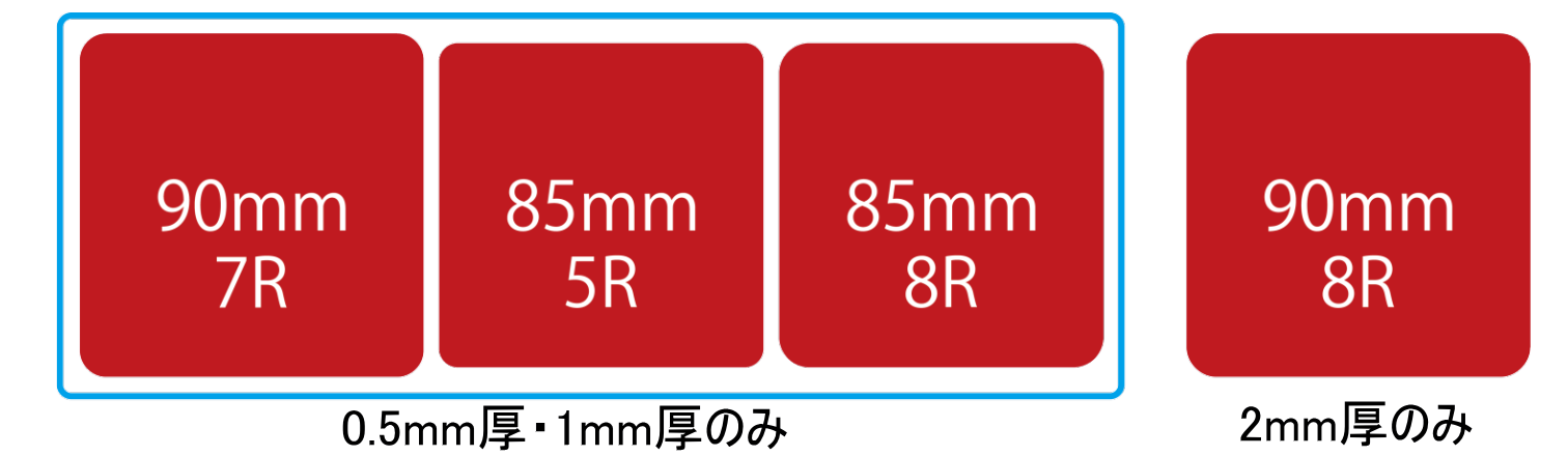 凸版印刷コースターの角丸型配置サイズ