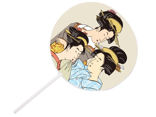 まんまる丸柄うちわの画像。クリックすると商品ページにリンクします。